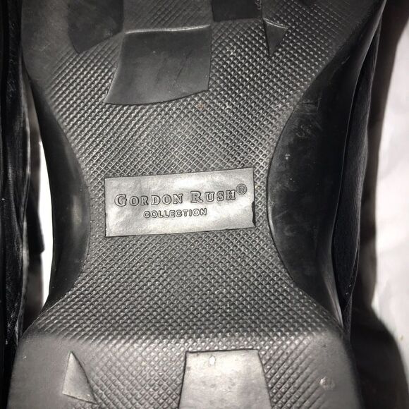 Gordon Rush Slip On Leather Rubber Sole Dress Shoes Square Toe Sz 9.5 Black - Picture 7 of 8